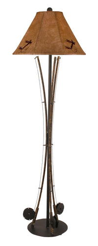 Rustic 3 Fishing Pole Floor Lamp