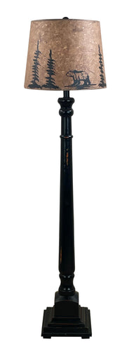Distressed Black Candlestick Floor Lamp