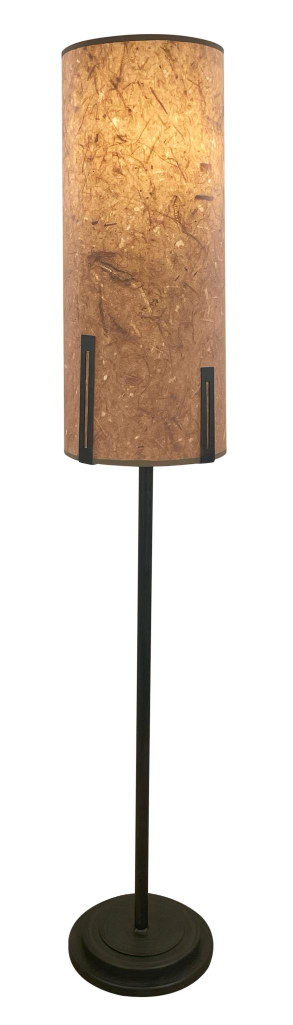 Kodiak Mission Modern Floor Lamp w/ Rectangle Accent and Wood Chip Shade
