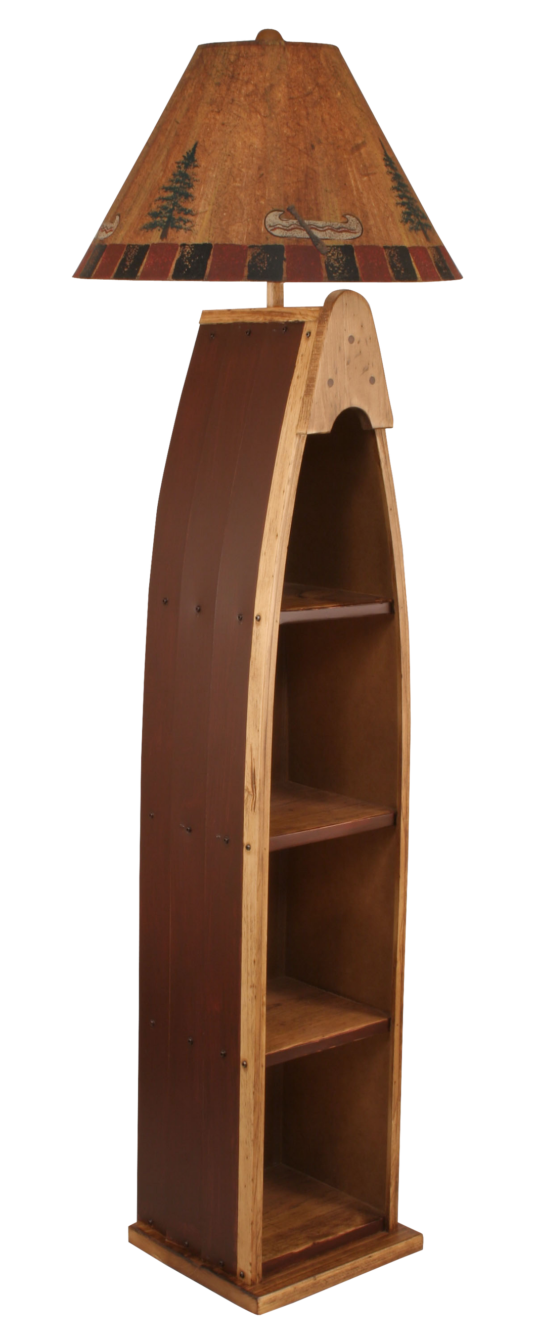 Stain/Red Wooden Boat Floor Lamp