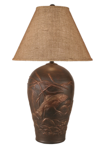 Bronze Trout Scene Table Lamp