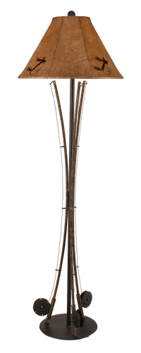 Rustic 3 Fishing Pole Floor Lamp