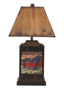 Distressed Black Rectangle Cubs in Canoe Table Lamp