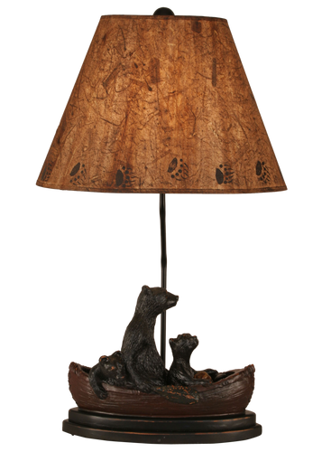 Riverwoods Bear Family in Canoe Table Lamp