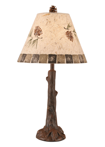 Rust Tree Trunk Table Lamp w/ Pine Cone and Blocks Table Lamp