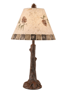 Rust Tree Trunk Table Lamp w/ Pine Cone and Blocks Table Lamp