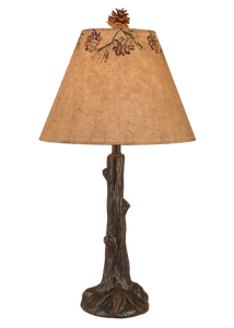 Rust Tree Trunk Table Lamp w/ Burnt Umber Pine Cone Shade