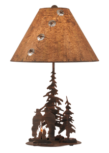 Rust Streak Cowboys Around Campfire Table Lamp w/ Night Light