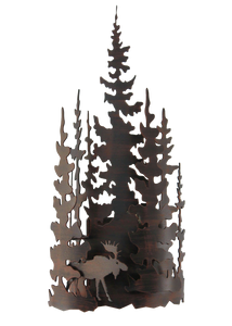 Burnt Sienna Iron Moose and Tree Wall Sconce