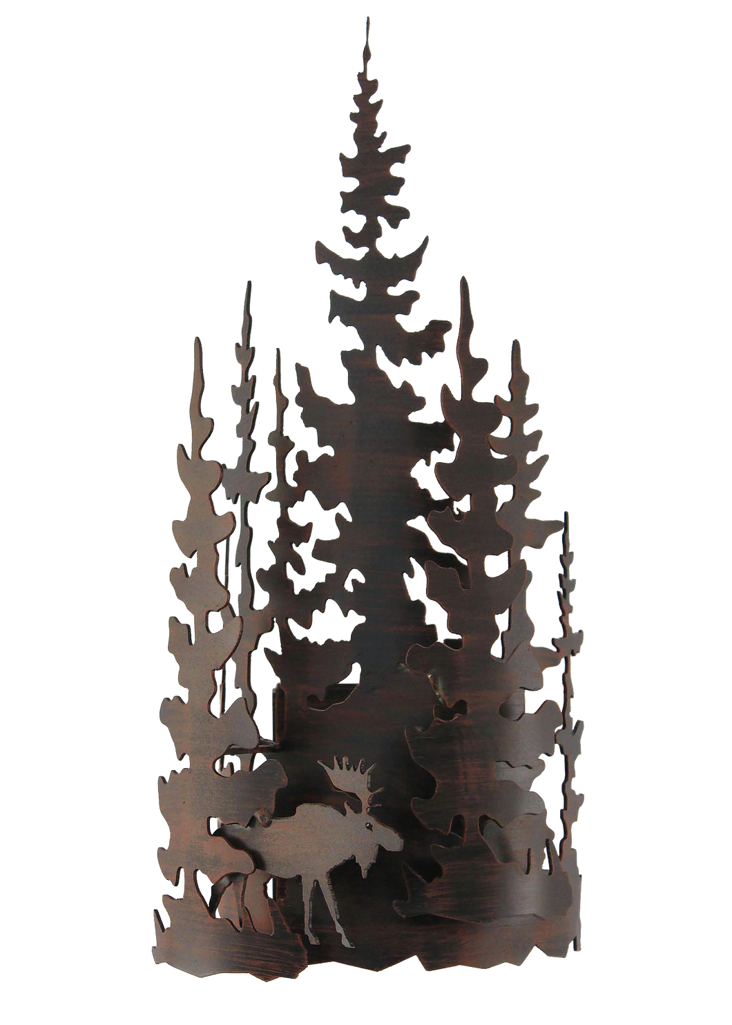 Burnt Sienna Iron Moose and Tree Wall Sconce