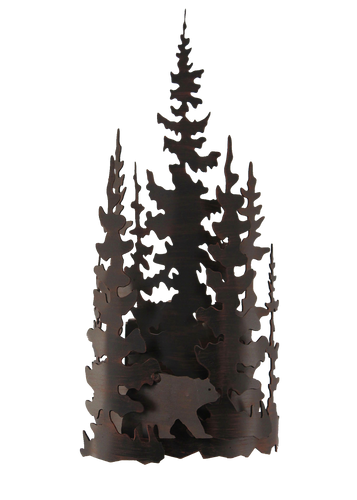 Iron Bear and Tree Wall Sconce