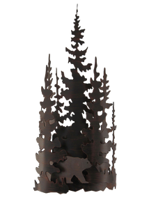 Iron Bear and Tree Wall Sconce