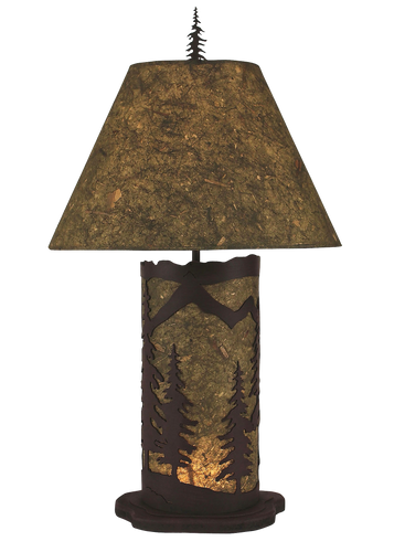 Forest Small Mountain Scene Table Lamp w/ Night Light