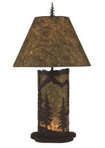 Forest Small Mountain Scene Table Lamp w/ Night Light