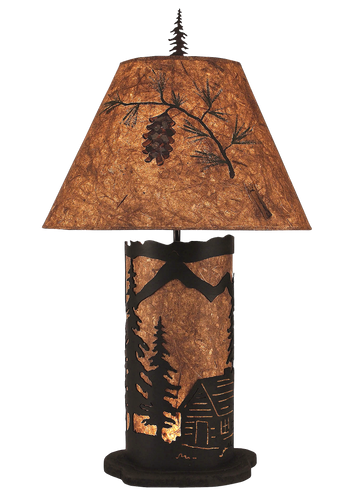 Kodiak Small Cabin Scene Table Lamp w/ Night Light
