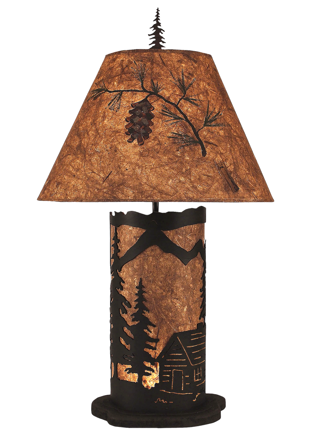 Kodiak Small Cabin Scene Table Lamp w/ Night Light