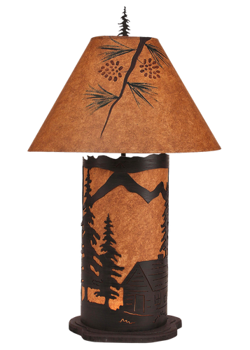 Kodiak Large Cabin Scene Table Lamp w/ Night Light