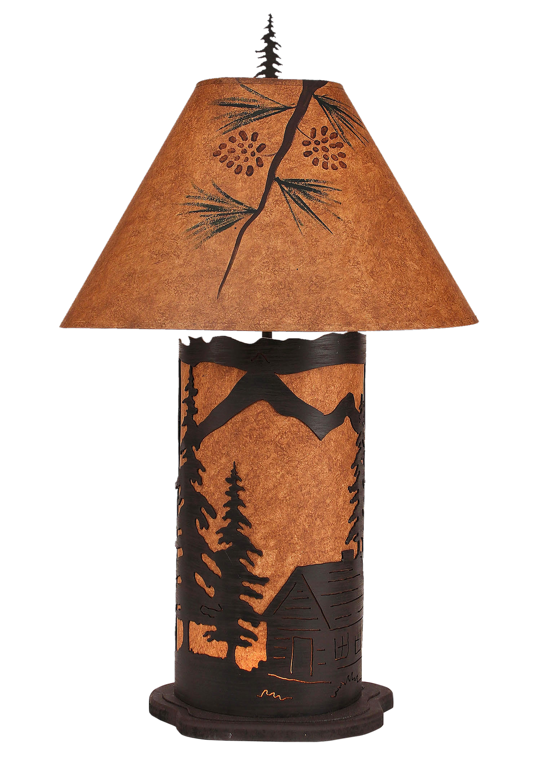 Kodiak Large Cabin Scene Table Lamp w/ Night Light
