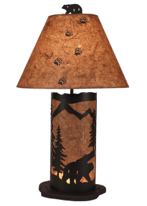 Kodiak Small Bear Scene Table Lamp w/ Night Light
