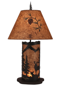 Kodiak Small Deer Scene Table Lamp w/ Night Light