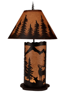 Kodiak Large Deer Scene Table Lamp w/ Night Light
