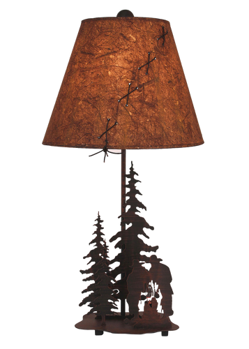Burnt Sienna Small Cowboys Around Campfire Accent Lamp w/ Night Light