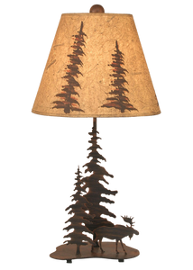 Burnt Sienna 2 Tree and Moose Accent Lamp