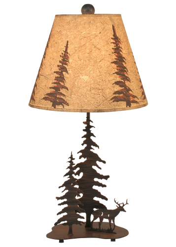 Burnt Sienna 2 Tree and Deer Accent Lamp