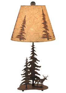 Burnt Sienna 2 Tree and Deer Accent Lamp