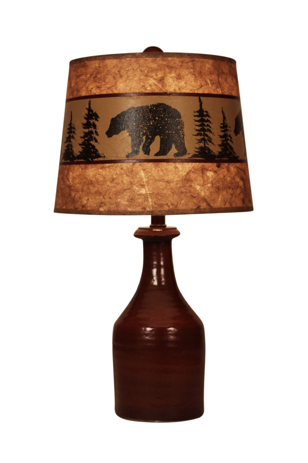 SPANISH TILE SMAL CLAY JUG ACCENT LAMP WITH BEAR/TREE SHADE