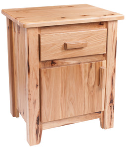 One Drawer One Door Finished Hickory End Table