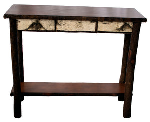 Small Cherry Hall Table with Birch Bark Skirt