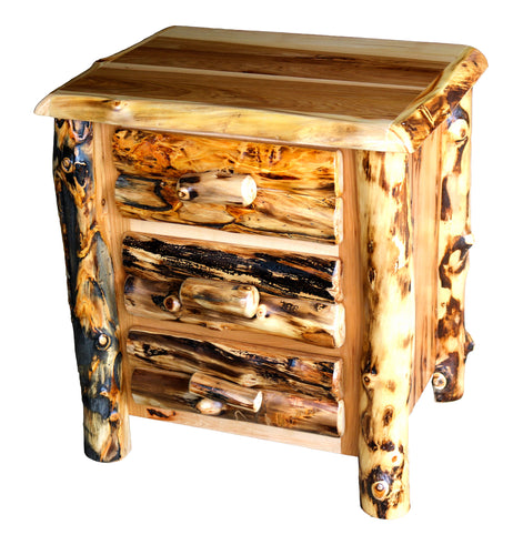 Three Drawer Aspen and Hickory Nightstand
