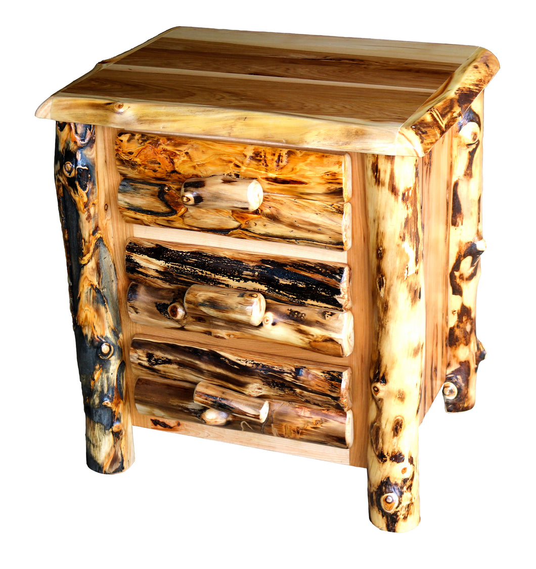 Three Drawer Aspen and Hickory Nightstand