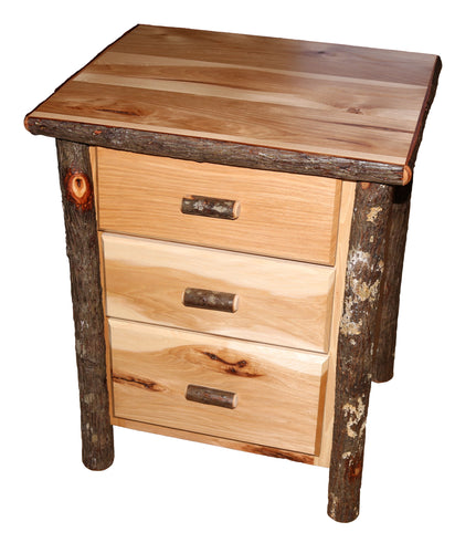 Three Drawer Hickory Nightstand